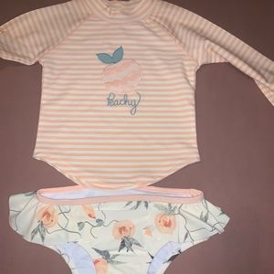 Little girls sling sleeve swim suit